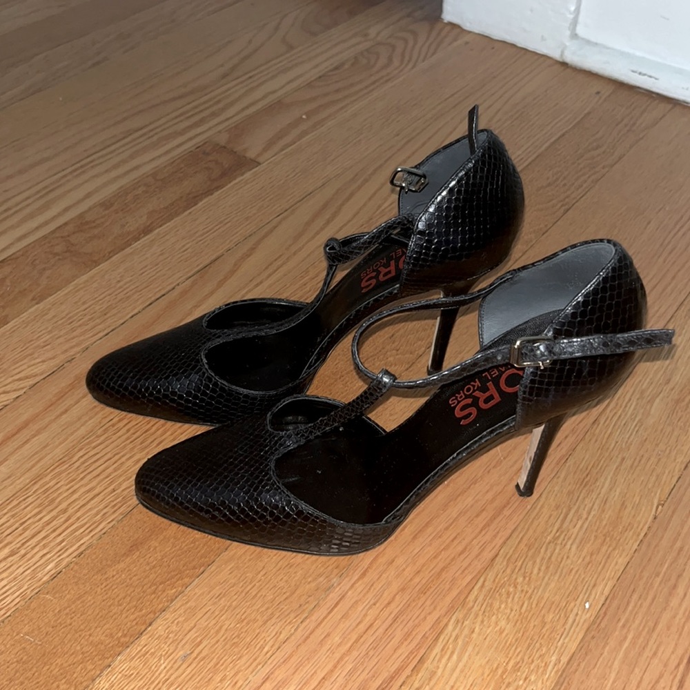 Michael Kors black snakeskin heels